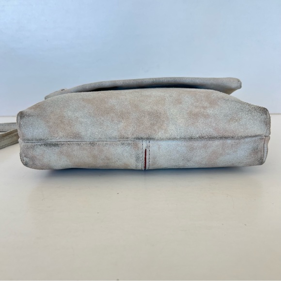 HAMMITT VIP Gray w Pewter Silver Suede Distressed Flap Strap Medium Crossbody - Picture 8 of 16